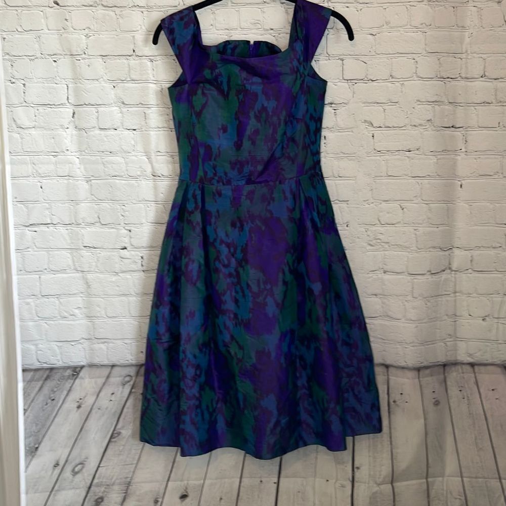 RED VALENTINO Women’s Blue and Purple silk  Midi Sleeveless Dress‎ size 42